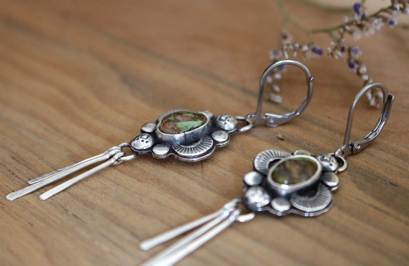 El canto de las luciérnagas-turquesa, aretes luz nocturna en plata y turquesa