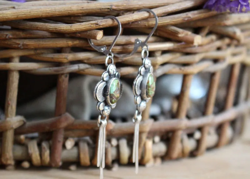 El canto de las luciérnagas-turquesa, aretes luz nocturna en plata y turquesa
