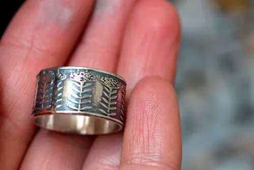 El encaje de la reina Ana, anillo flor de umbela en plata