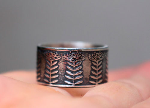 El encaje de la reina Ana, anillo flor de umbela en plata