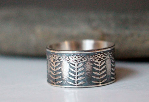 El encaje de la reina Ana, anillo flor de umbela en plata