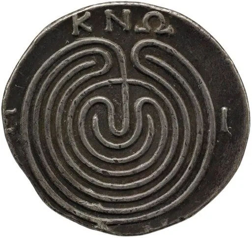 El laberinto de Cnosos, collar moneda griega de plata