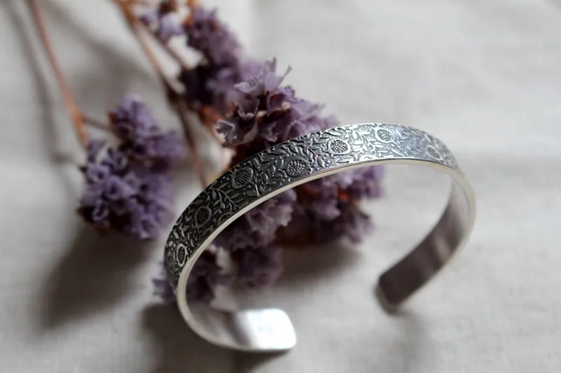 El sabor de las granadas, pulsera botánica en plata