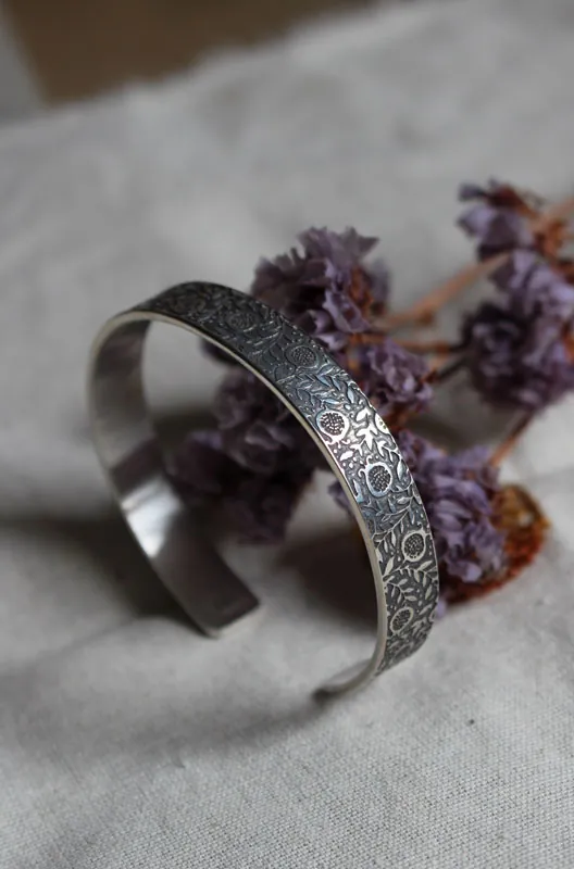 El sabor de las granadas, pulsera botánica en plata