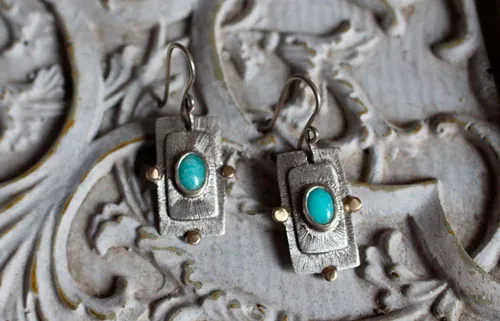 El sueño de una estrella, aretes celestes en plata, oro y amazonita