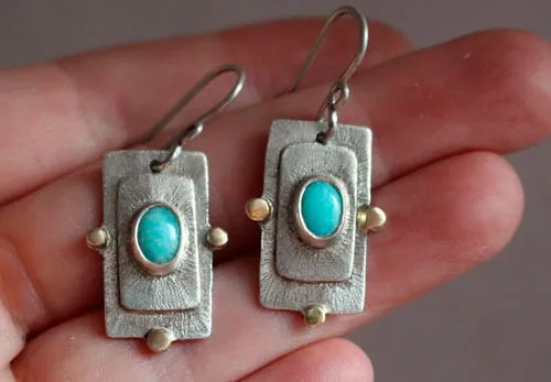 El sueño de una estrella, aretes celestes en plata, oro y amazonita