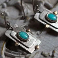 El sueño de una estrella, aretes celestes en plata, oro y amazonita
