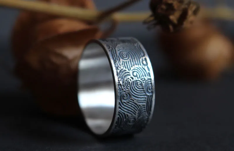 El viento, anillo elemento aire en plata