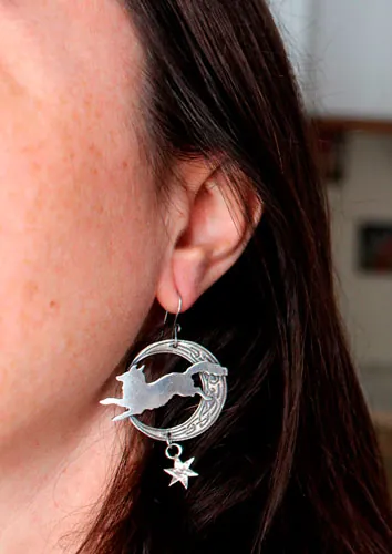 El zorro de la luna, aretes animal símbolo celta en plata