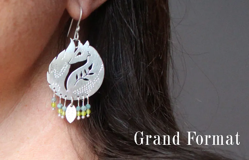 El zorro de los trigales, aretes amigo del Principito en plata, ágata azul y ágata verde