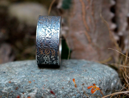 Embroidery, elegant lace ring in sterling silver