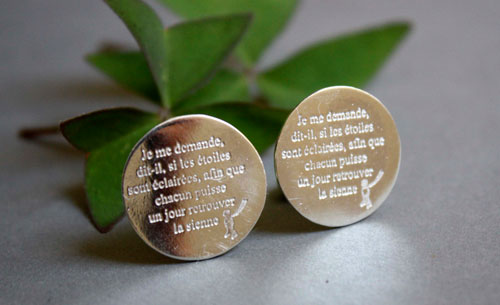 Encontrar su estrella, gemelos cita de El Principito en plata