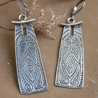Escudo oceánico, aretes escudo tribal en plata