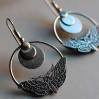 Esfinge, aretes mariposas nocturnas y luna en plata