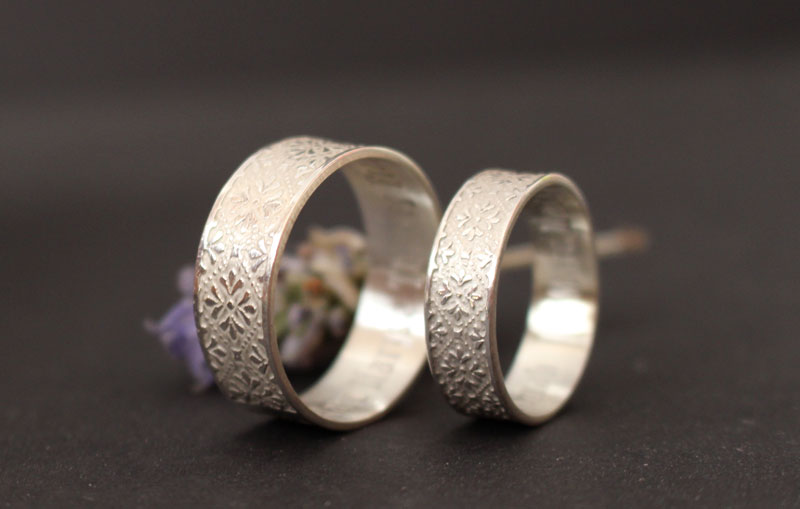 Esmée wedding bands, Medieval engagement ring in silver