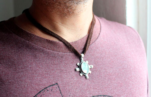 Estrella, collar celeste en plata y fluorita