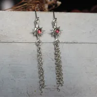 Estrella fugaz, aretes deseo celestial en plata y turmalina rosa