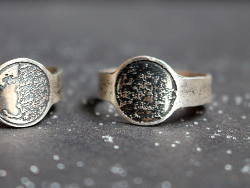 Fase de la luna, anillo lunar personalizable en plata