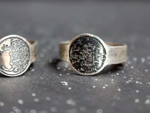Fase de la luna, anillo lunar personalizable en plata