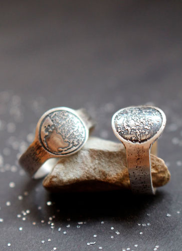 Fase de la luna, anillo lunar personalizable en plata