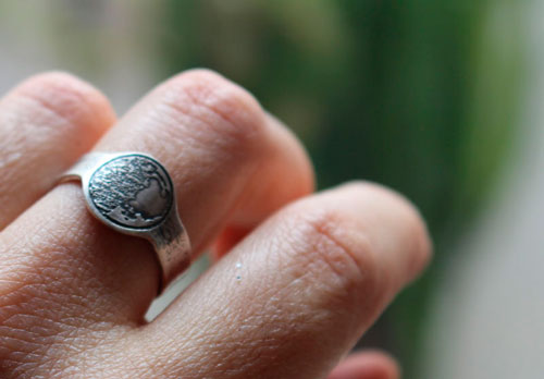 Fase de la luna, anillo lunar personalizable en plata