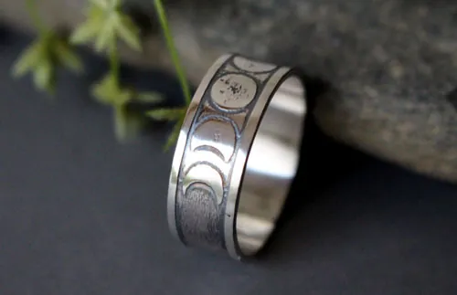 Fases de la luna, anillo astro nocturno en plata