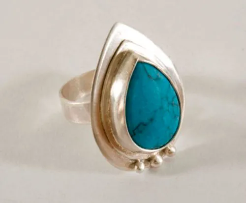 Firoza, anillo indio en plata y turquesa