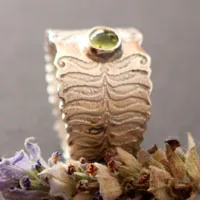 Flor de helecho, anillo leyenda de Europa del Este en plata y peridoto