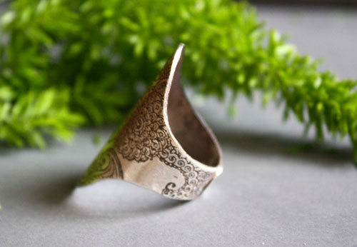 Flor de la sabiduría, anillo cachemira gota india en plata