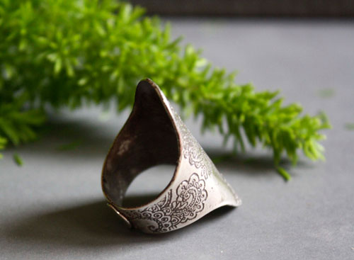 Flor de la sabiduría, anillo cachemira gota india en plata