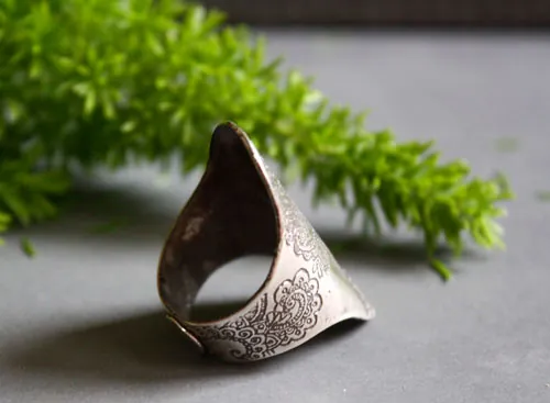Flor de la sabiduría, anillo cachemira gota india en plata