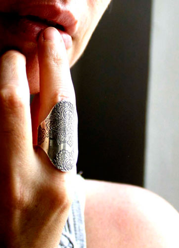 Flor de la sabiduría, anillo cachemira gota india en plata