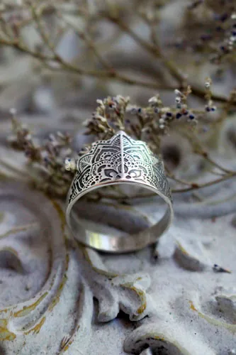 Flor del alma, anillo mandala floral en plata