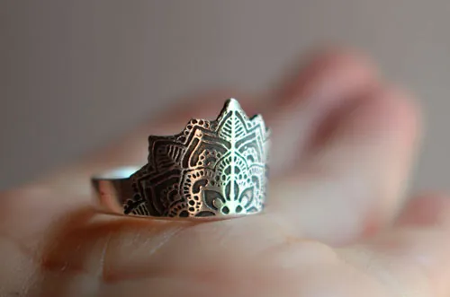 Flor del alma, anillo mandala floral en plata