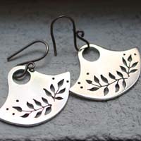 Floria, tribal botanical earrings in sterling silver