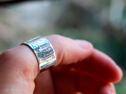 Follow your heart, deer heart of the forest ring in silver
