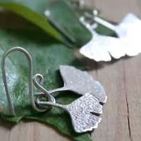 Ginkgo biloba, aretes hoja sagrada japonesa en plata
