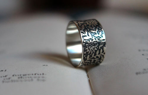 Girasol, anillo flor del sol en plata