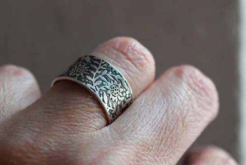 Girasol, anillo flor del sol en plata