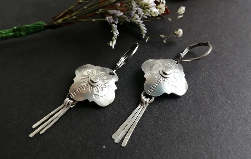 Halo, aretes estrella barroca en plata