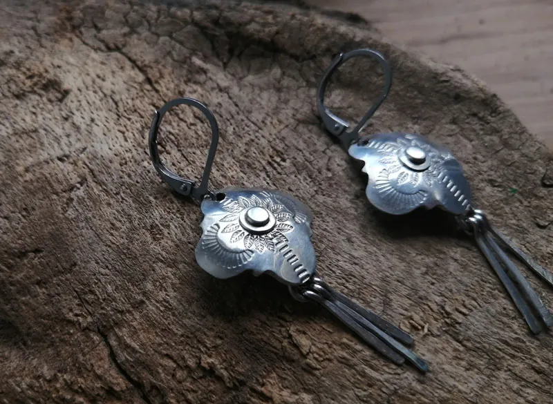 Halo, aretes estrella barroca en plata
