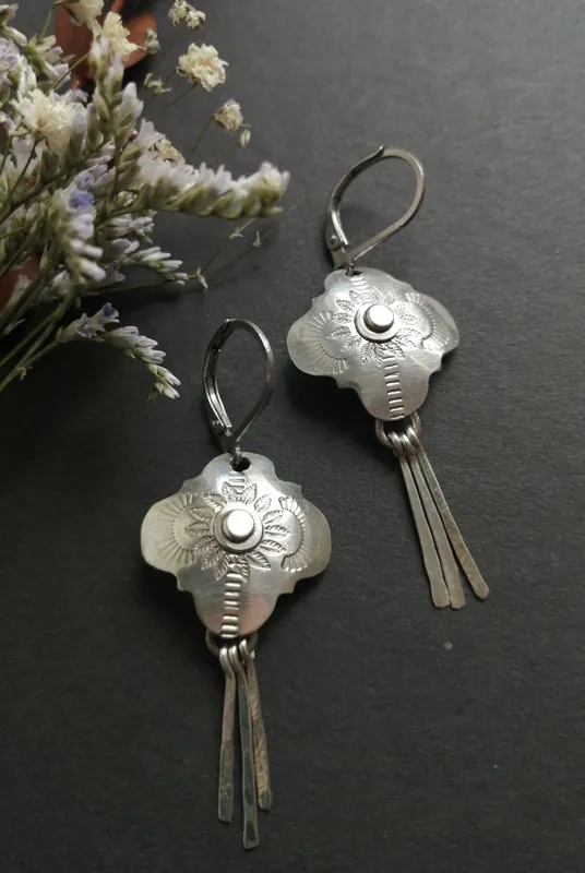 Halo, aretes estrella barroca en plata