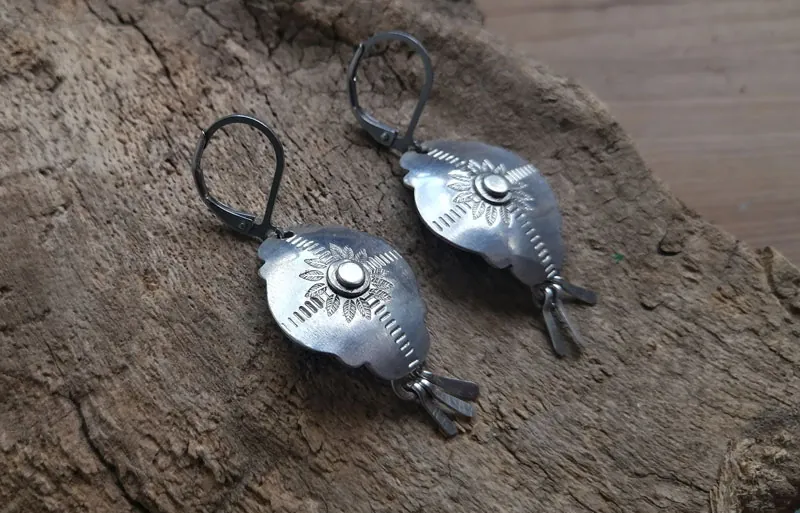 Halo solar, aretes sol barroco en plata