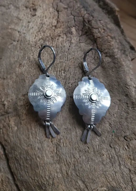 Halo solar, aretes sol barroco en plata