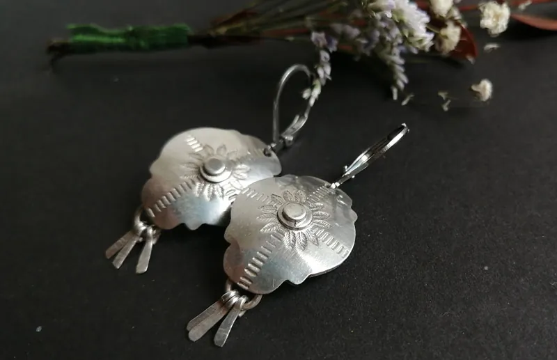 Halo solar, aretes sol barroco en plata