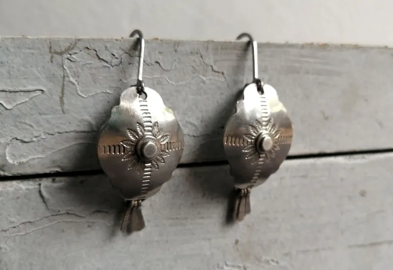 Halo solar, aretes sol barroco en plata