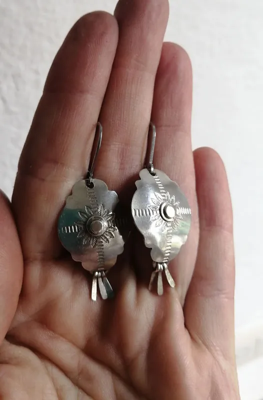Halo solar, aretes sol barroco en plata