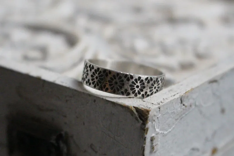 Hanabi, anillo flor de fuego japonesa en plata
