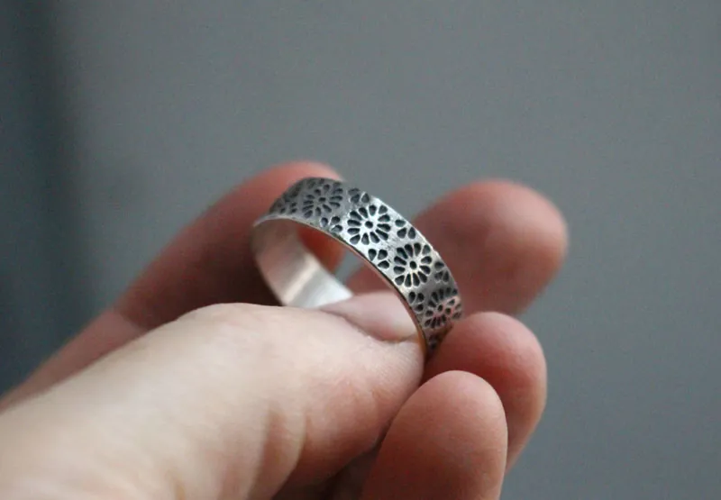 Hanabi, anillo flor de fuego japonesa en plata