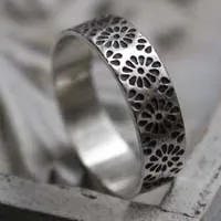 Hanabi, anillo flor de fuego japonesa en plata